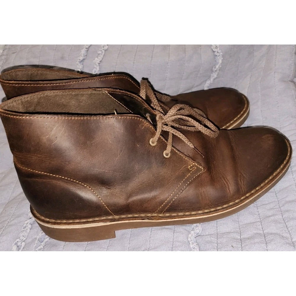 Clarks Bushacre 2 Chukka Boots Mens 10 Dark Brown Leather Lace Up Desert Boot